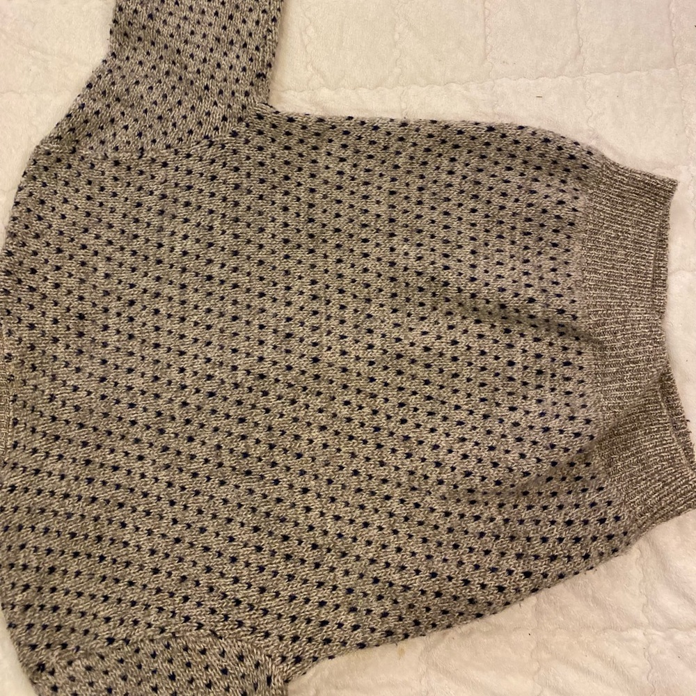 Woolrich button-down sweater in beige and navy blue Birds Eye - Picture 13 of 14